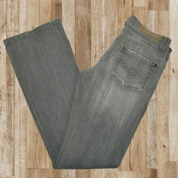 Faith Hope Love Mid Rise Boot Cut Gray Jeans - Picture 1 of 8